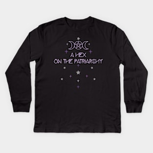 A  Hex On The Patriarchy, Witchy Feminist, Triple Goddess Moon, Pagan Feminist Kids Long Sleeve T-Shirt